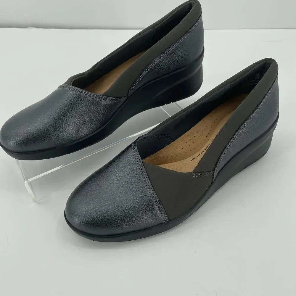 Clark’s Women’s‎ Suttyn Walk Wedge Slip-On Shoes, Black, Sz. 7M Comfort Office